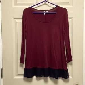 Burgundy 3/4 Sleeve Top
